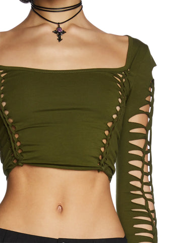 Alternative Spells Long Sleeve Top- Green