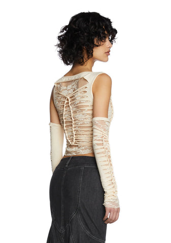 Alternative Spells Top & Gloves Set- Off White