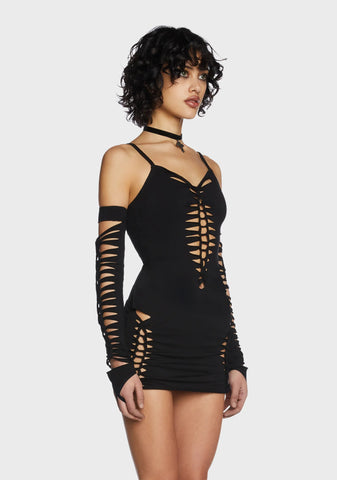 Spellbound Smiles Mini Dress - Black