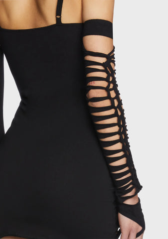 Spellbound Smiles Mini Dress - Black