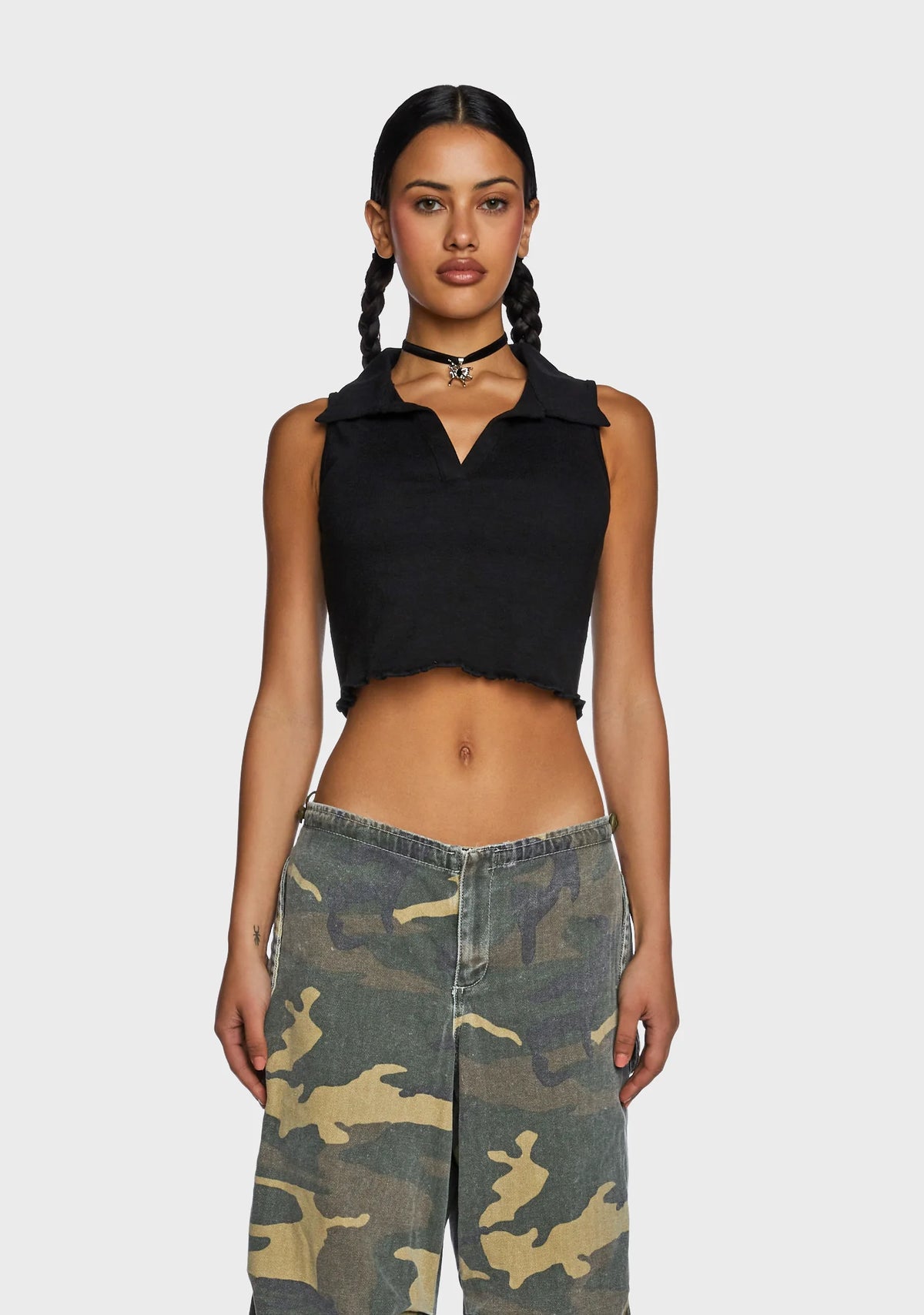 Collared Crop Top