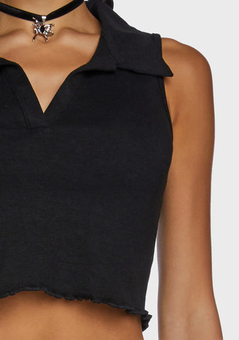 Collared Crop Top