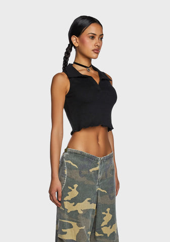 Collared Crop Top