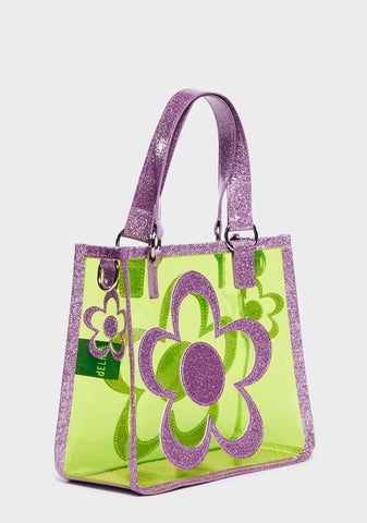 Diggin' Ur Stems Floral Tote Bag - Green