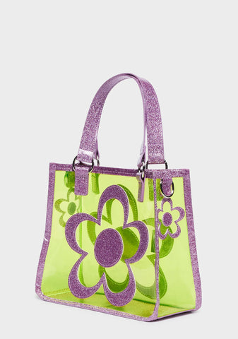 Diggin' Ur Stems Floral Tote Bag - Green
