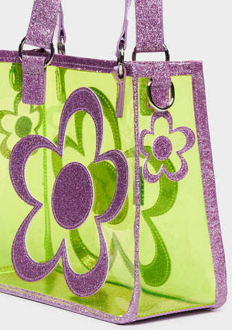 Diggin' Ur Stems Floral Tote Bag - Green