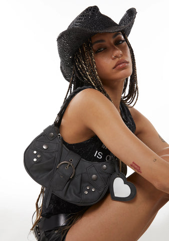 Gray Kiss Shoulder Bag