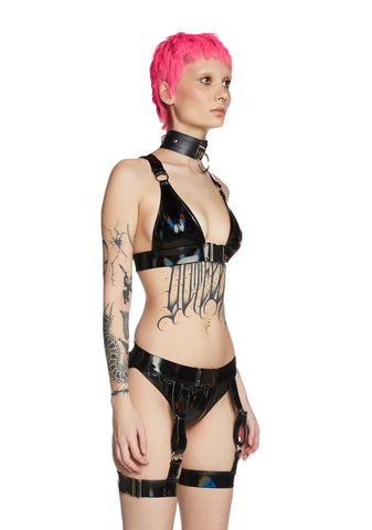 Stereo Heart 3-Piece Garter Set - Black