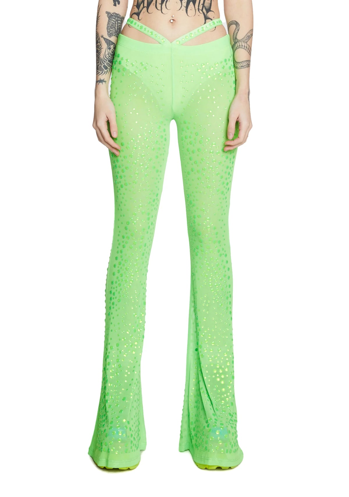 Stardust Showdown Strappy Flares - Neon Green