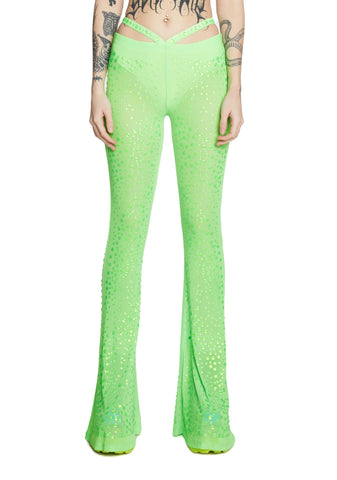 Stardust Showdown Strappy Flares - Neon Green