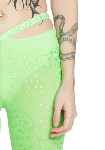 Stardust Showdown Strappy Flares - Neon Green