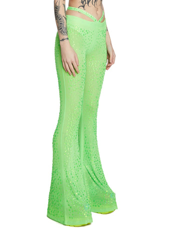 Stardust Showdown Strappy Flares - Neon Green