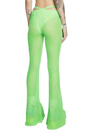 Stardust Showdown Strappy Flares - Neon Green