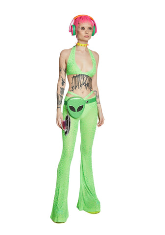 Stardust Showdown Strappy Flares - Neon Green