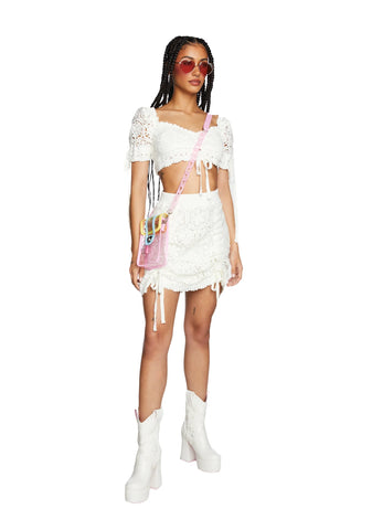 Shining Example Crochet Mini Skirt