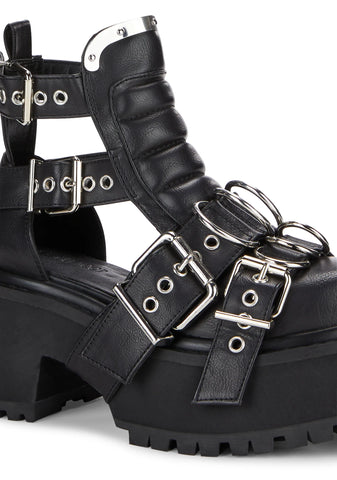 Rev Your Engine Buckled Boots - Black