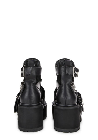 Rev Your Engine Buckled Boots - Black