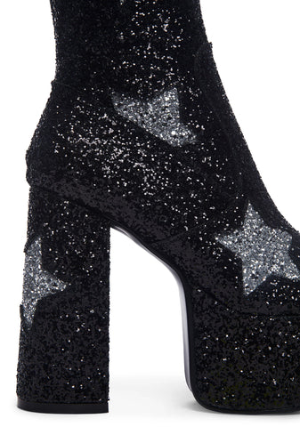 Rockstar Glitter Platform Boots