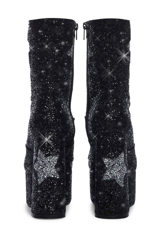 Rockstar Glitter Platform Boots
