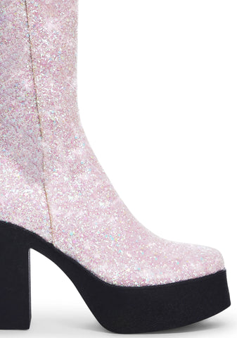 People Pleaser Platform Boots- Pink