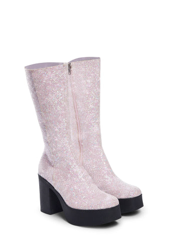 People Pleaser Platform Boots- Pink