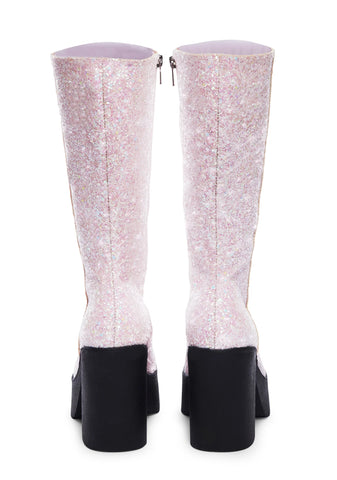 People Pleaser Platform Boots- Pink