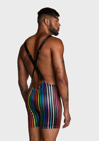 Atomic Bliss Harness Romper - Black/Rainbow