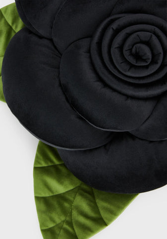 Back To Black Rose Pillow