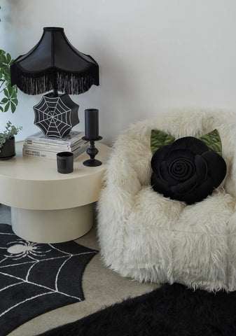 Back To Black Rose Pillow