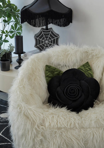 Back To Black Rose Pillow