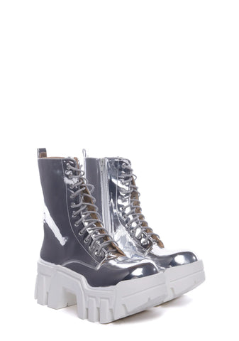Olympia Platform Boots - Silver