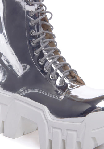 Olympia Platform Boots - Silver