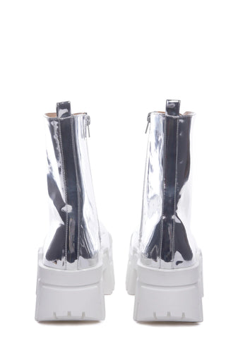Olympia Platform Boots - Silver