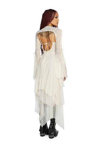 Fairydust Chronicles Lace Dress & Shrug Set - Off White
