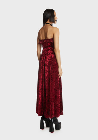 Blood Rose Velvet Maxi Dress