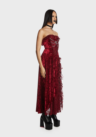 Blood Rose Velvet Maxi Dress
