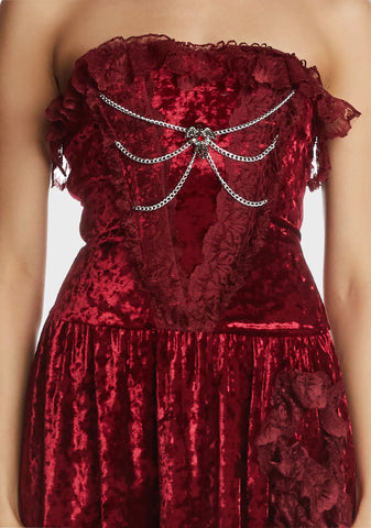 Blood Rose Velvet Maxi Dress