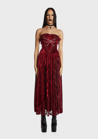 Blood Rose Velvet Maxi Dress