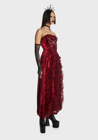 Blood Rose Velvet Maxi Dress