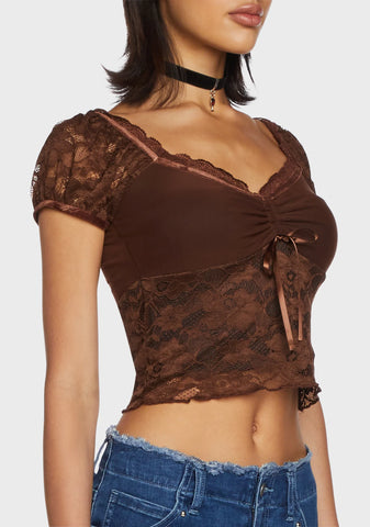 Cross-Country Trip Crop Top - Brown