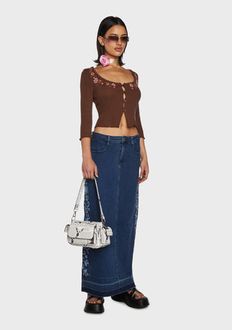 Sidewalk Stroll Crop Cardigan - Brown