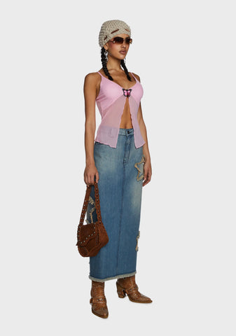 Butterfly Mesh Babydoll Top