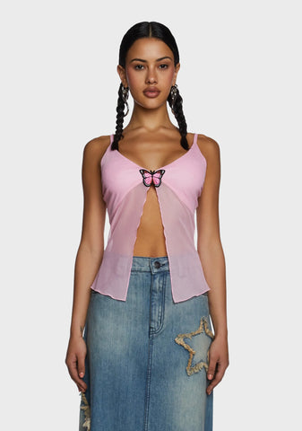 Butterfly Mesh Babydoll Top