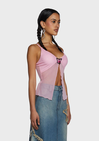Butterfly Mesh Babydoll Top
