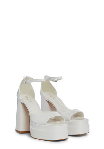 Jealous Heart Platform Heels - White
