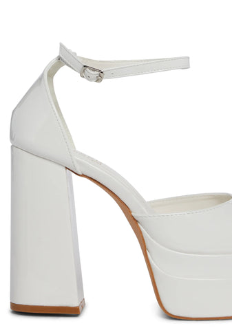 Jealous Heart Platform Heels - White