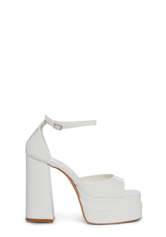 Jealous Heart Platform Heels - White