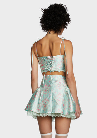 Scandal Sheet Bustier Top - Green