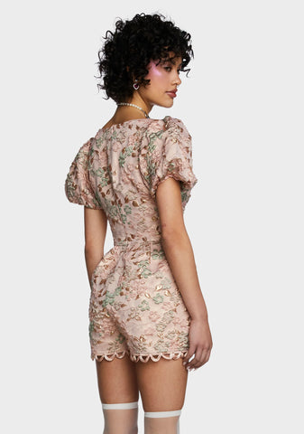 Tea And Circumstance Jacquard Romper