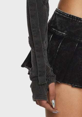 Replay Strappy Ribbed Crop Tank - Charcoal